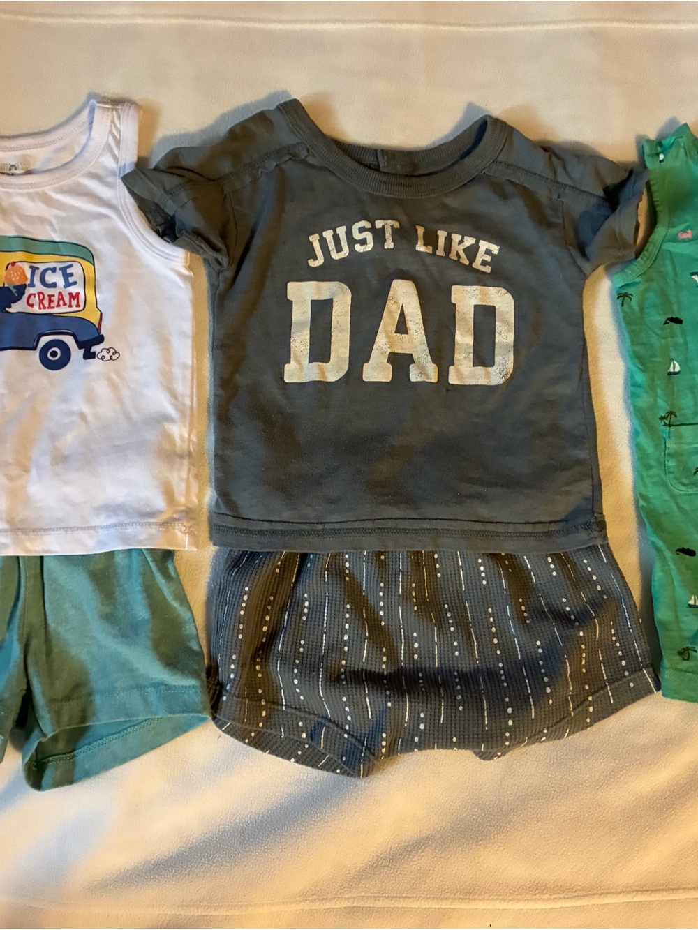12 Month Boy Clothing Lot- Just Like Dad Gray Baby Shirt & Shorts Set